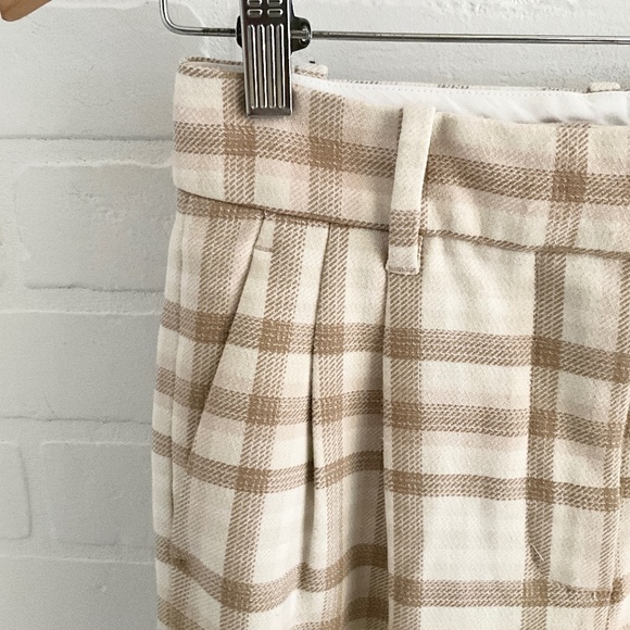 Aritzia Wilfred Effortless Plaid Wide Leg Trouser Darted High Waist Check 0 - Picture 10 of 15